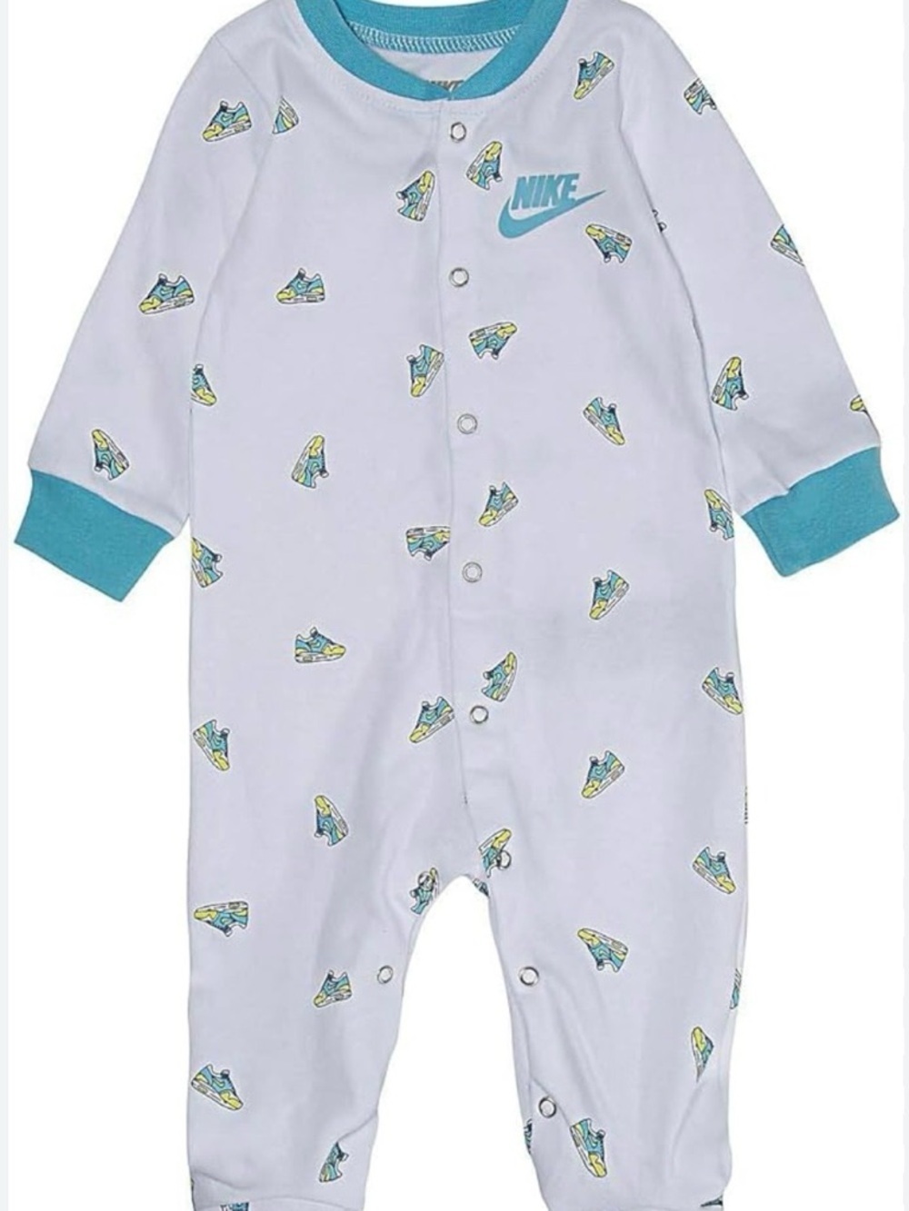 Nike Newborn Infant Footed Blue Green Shoes Sleeper